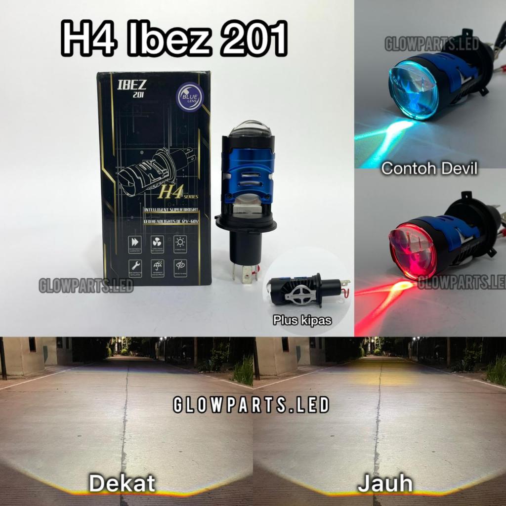 IBEZ 201 - Lampu Utama H4 Mini Biled Blue Lens