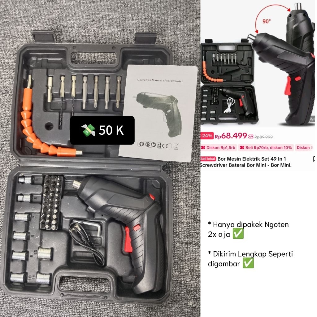 Bor Elektrik 47 Kepala Obeng