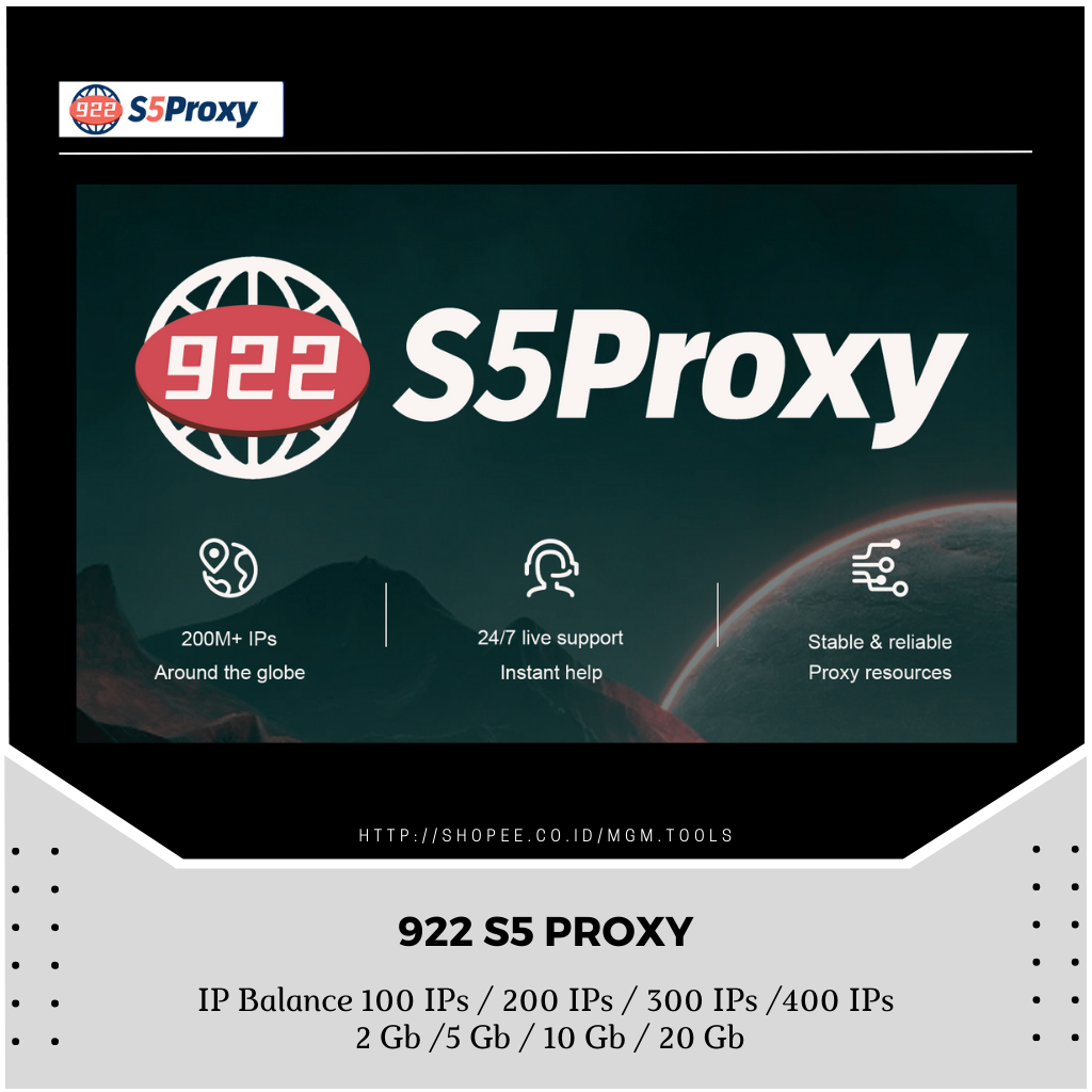 922 S5 Proxy Balance 100 IPs / 200 IPs / 300 IPs / 400 IPs / 2 Gb / 5 Gb / 10 Gb | CDKey