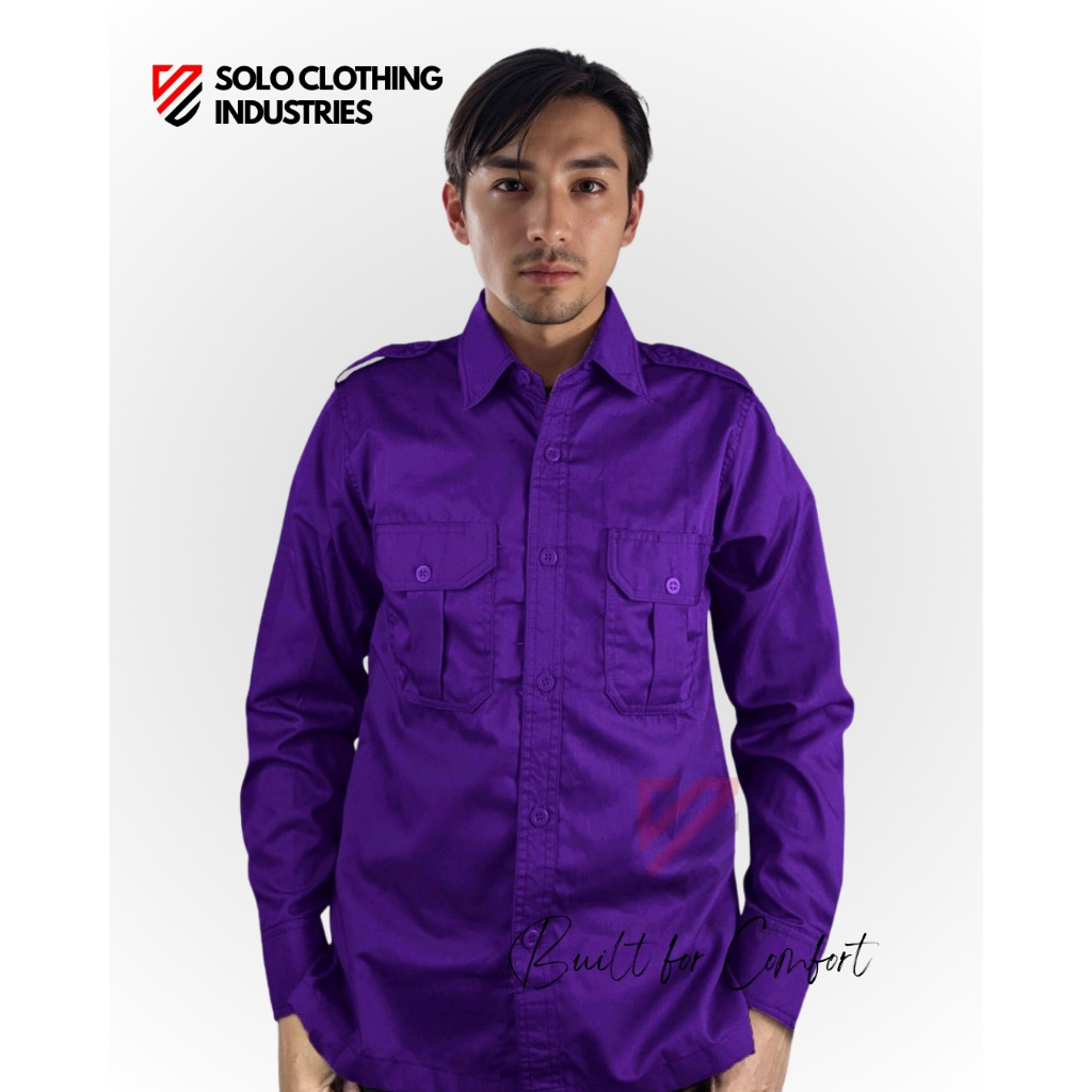 Baju Polos Panjang Pria/ Wanita Warna Ungu Tua untuk Seragam Instansi, Kemeja Komunitas dan Organisa