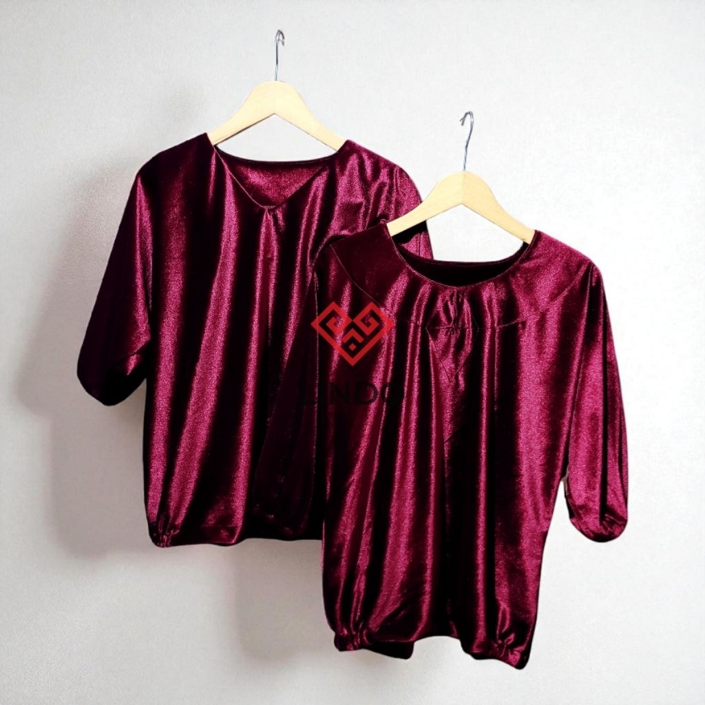 Baju Indo' Modern Beludru Toraja (Maroon) (Kode: CB1018810)