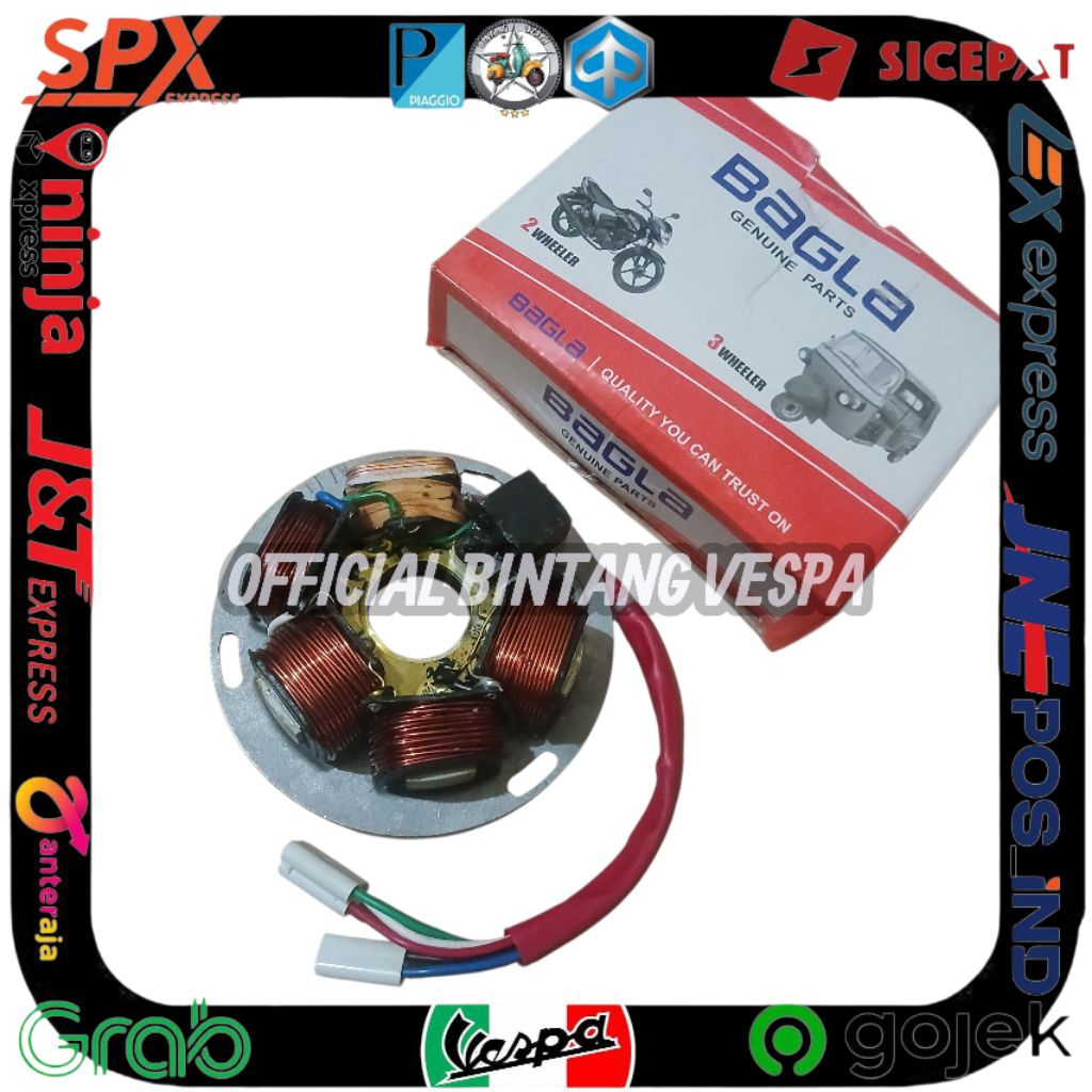 Spul CDI komplit bagla vespa px excel pxe strada spartan merk bagla
