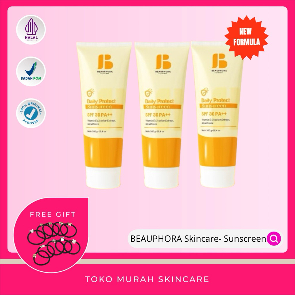 Beuphora Skincare- Daily Protect Sunscreen SPF 30 PA+++|Sunscreen SPF 30 PA +++|Sunscreen Tubuh| Sun