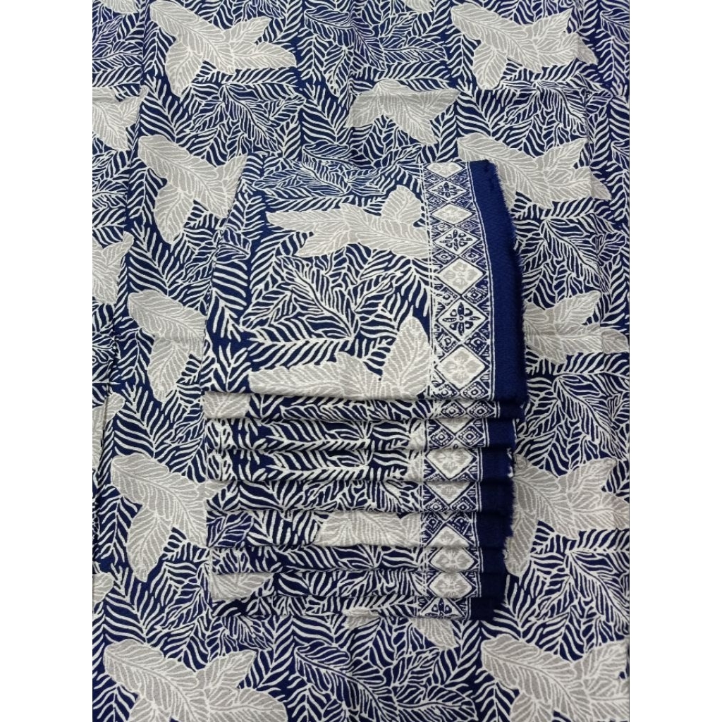 Kain Batik mewah Bahan Dobby Batik Cap Asli warna biru dongker