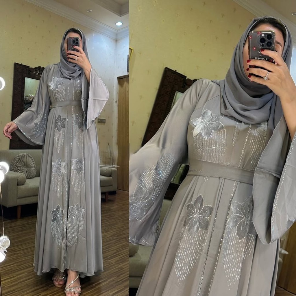 ABAYA DUBAI ORIGINAL IMPORT/ ABAYA MURAH/ GAMIS LEBARAN MOTIF BUNGA READY STOCK