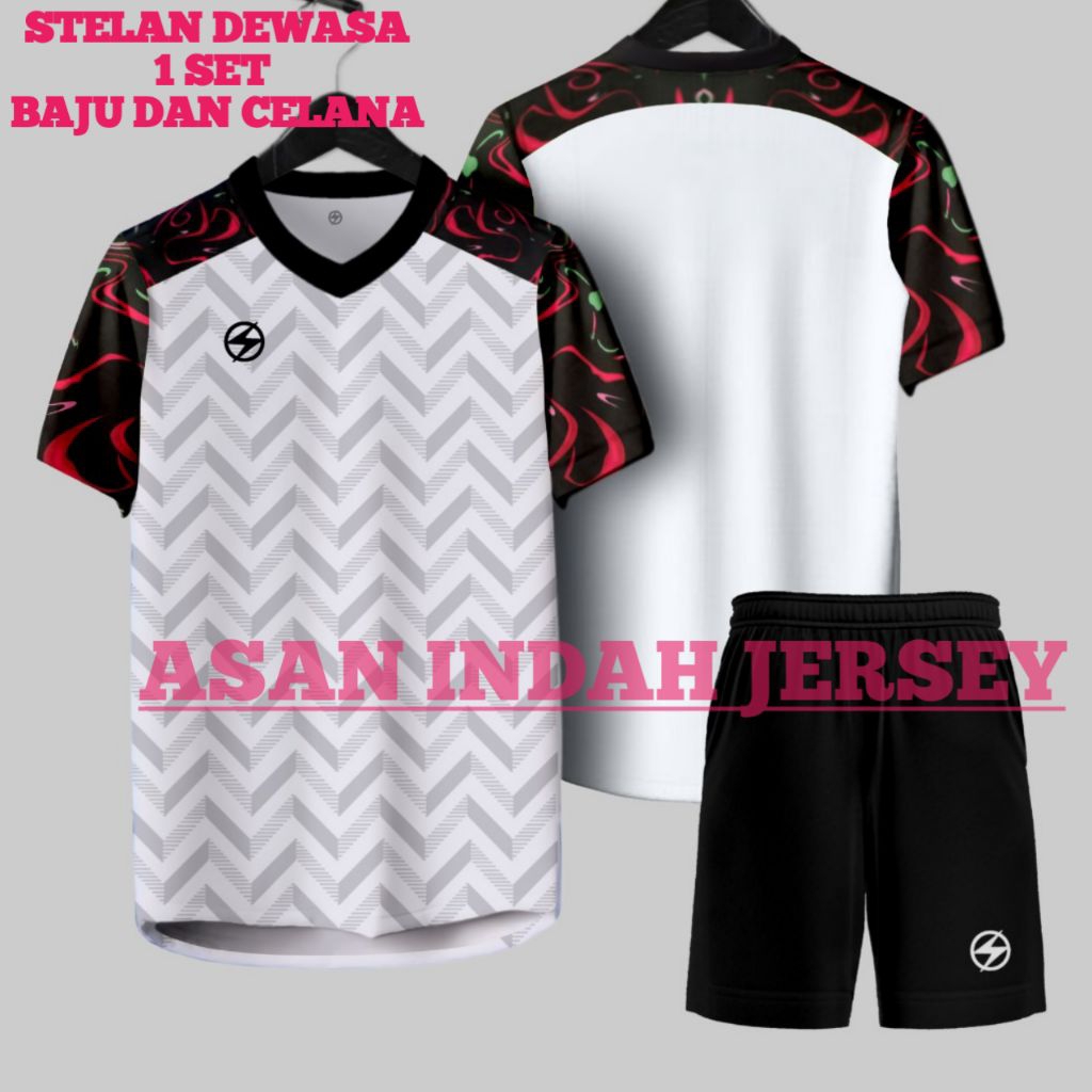 Jersy bola keren new design printing berkualitas 1 set baju dan celana olahraga futsal team vollybal