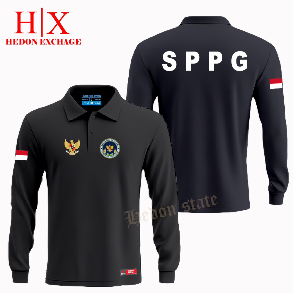 Hedon State - Poloshirt Panjang Badan Gizi Nasional Baju Kerah Seragam Pria Wanita