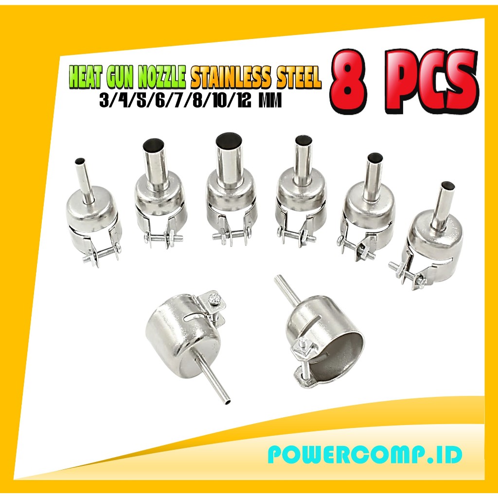 Nozzle Heat Gun Stainless Steel 8 Pcs Baffii | Set Corong Hot Air Blower Kepala Solder Uap Serbaguna