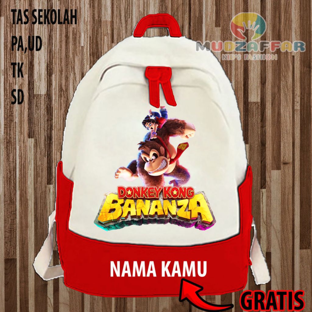 TAS RANSEL ANAK SEKOLAH PAUD TK SD DONKEY KONG BANANZA TAS RANSEL ANAK DONKEY KONG BANANZA