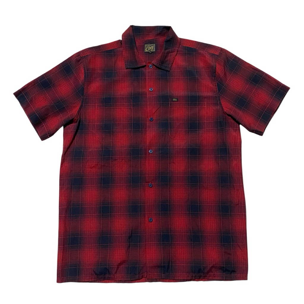 Obey propaganda black red plaid shirt
