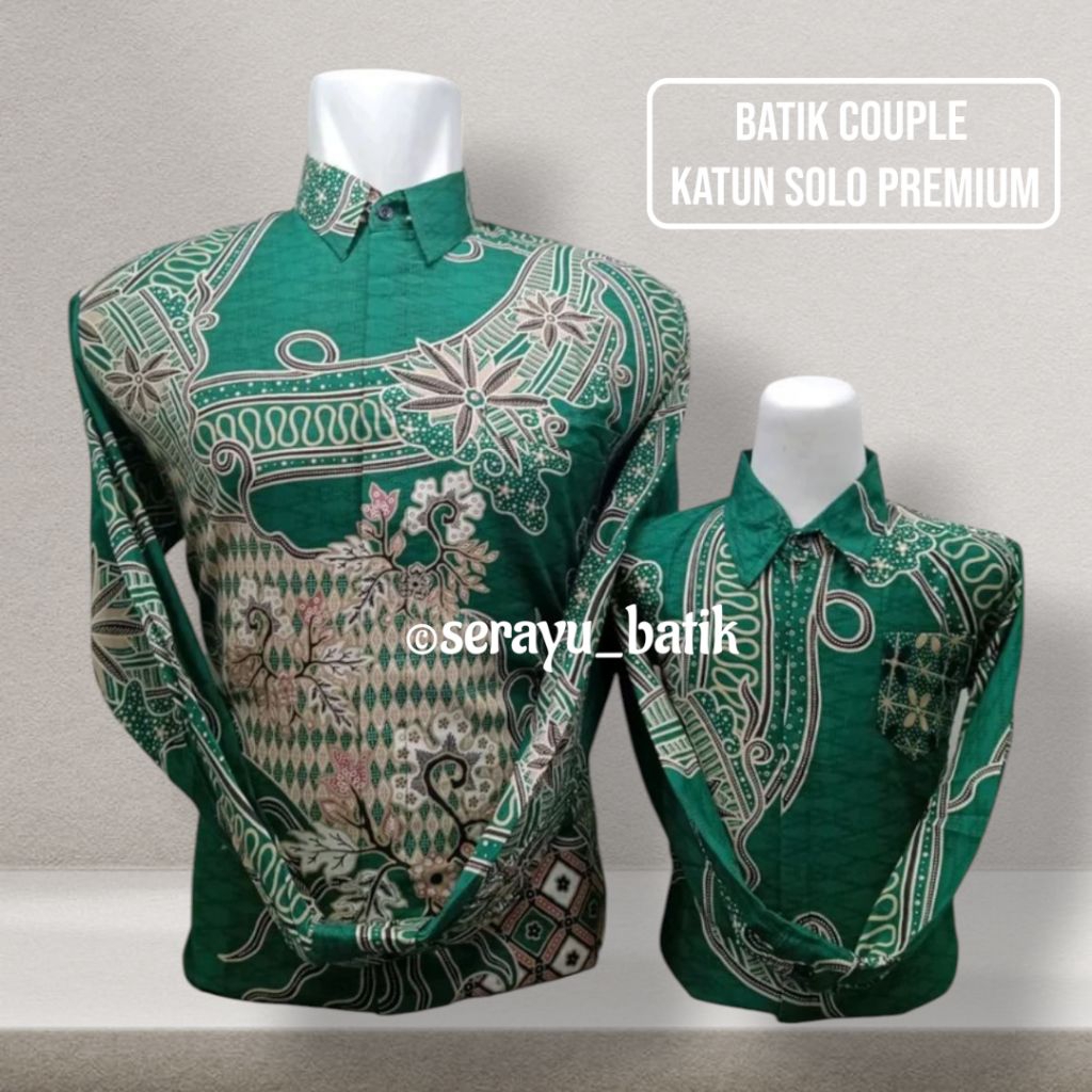 Baju Batik Couple Ayah Dan Anak Katun Solo Premium Batik Pasangan Bapak Anak Motif Terbaru Hijau Bot