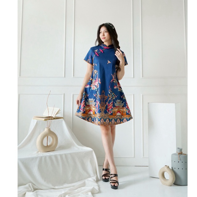 dress batik qb976 navy