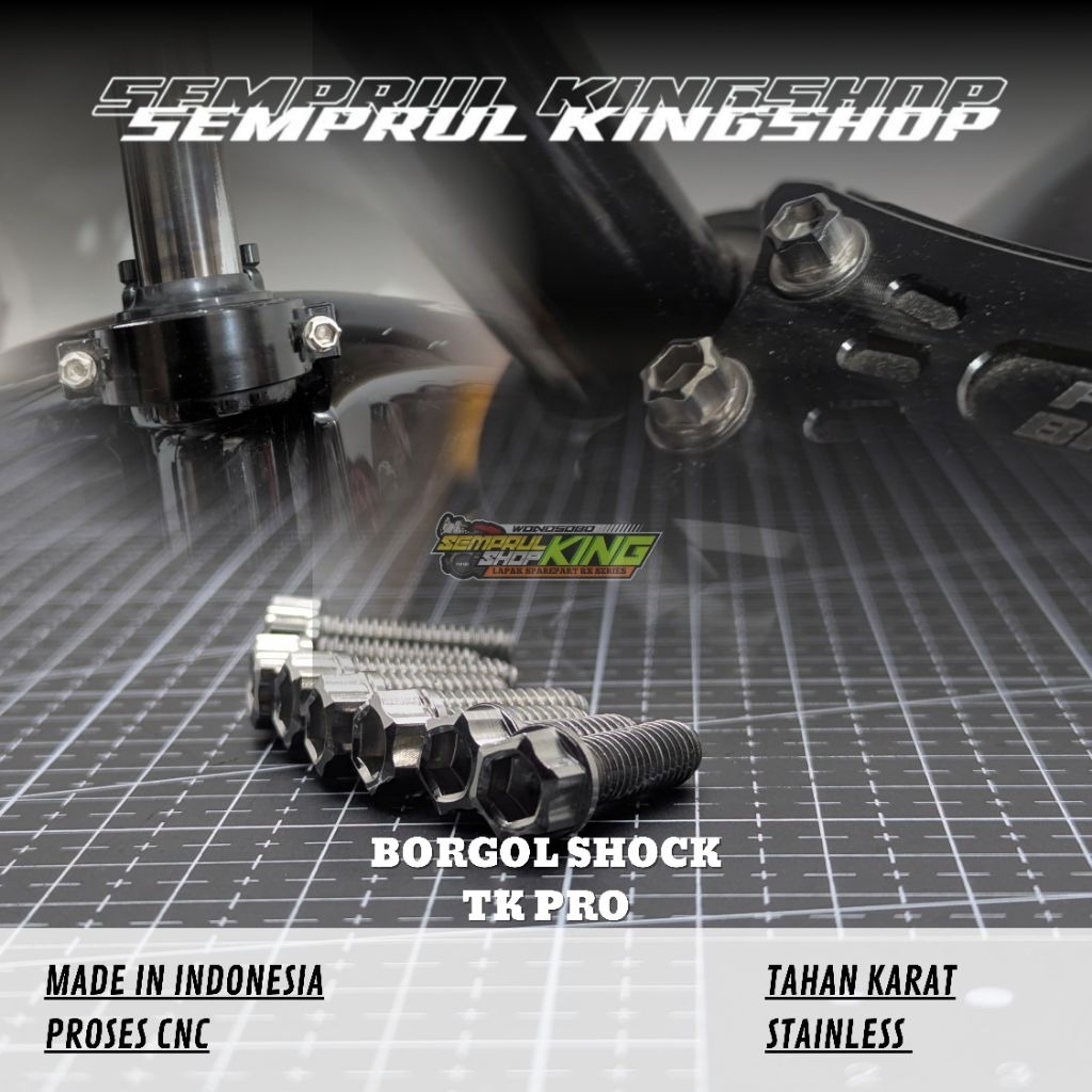1 Set Baut Borgol TK PRO Fastbike JRP 1 Paket Baut BORGOL Buttom Shok Rxking Rxs Rxk Stainless 2 Kun