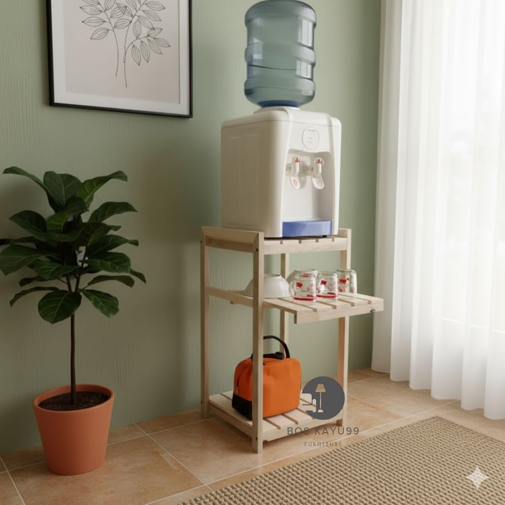 COD Wooden shelf 3 Susun Rak Kayu Serbaguna 3 Susun Rak Dispenser Galon