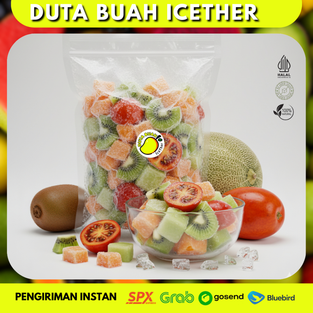 Exotic Green Mix  Frozen Fruit – ( Kiwi 200g, Melon 200g, Terong belanda 100g ) | Duta Buah Icether 