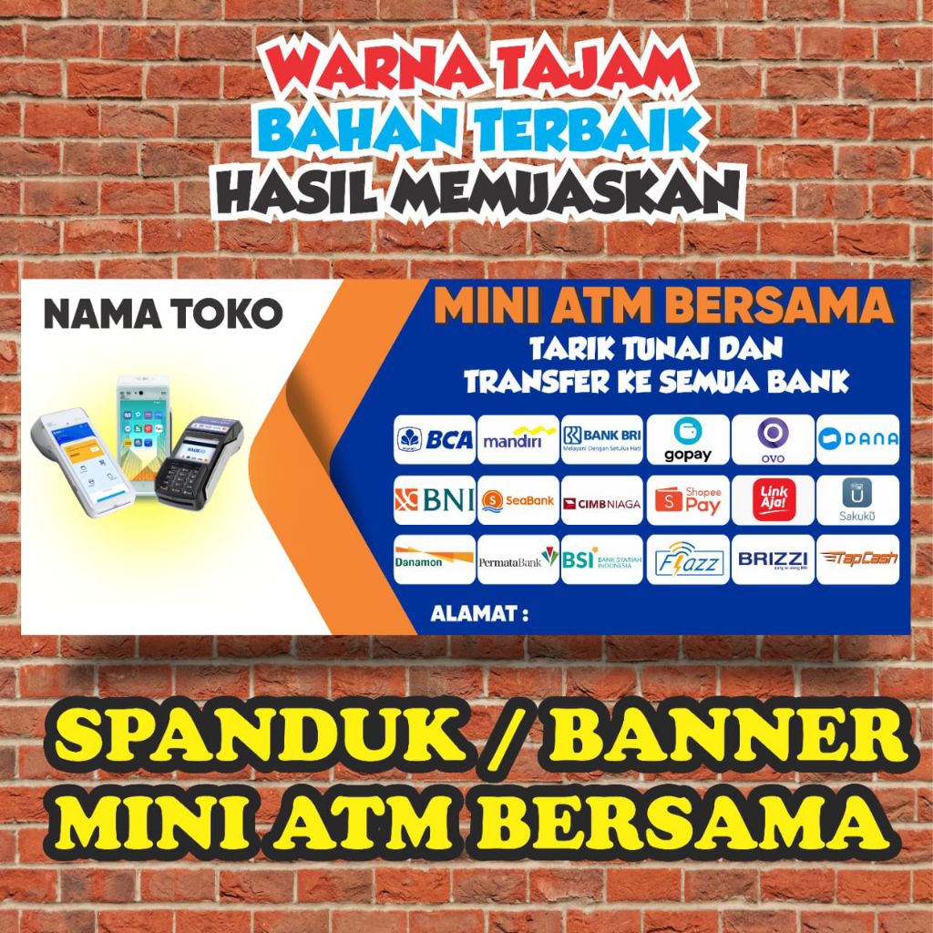 Banner Mini ATM Bersama Spanduk mini atm terbaru viral dan terlaris