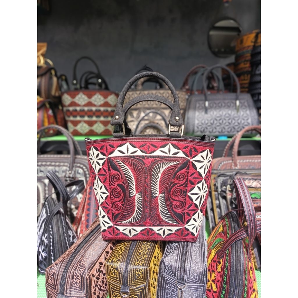 Embroidery Bag | Tas Kanvas Aceh Model Pot | Tas Sulam Benang Khas Aceh | Tas Wanita | Dompet | Tas 