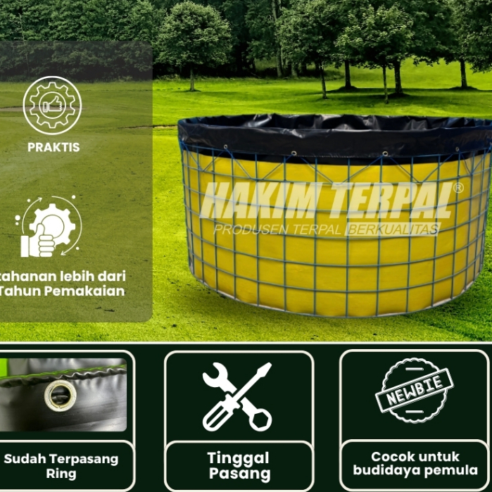 Kolam Bulat D2,5 T1,2 M HDPE 300 Micron Terpal Saja/Terpal Budidaya/Terpal Kolam/Terpal Bioflok