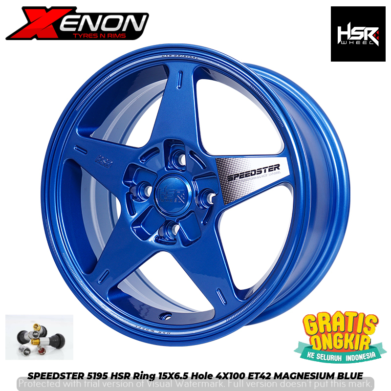 Velg Racing R15 HSR Speedster Biru Pcd 4x100 Ring 15 Buat Mobil Jazz Yaris Ignis Splash Swift Brio