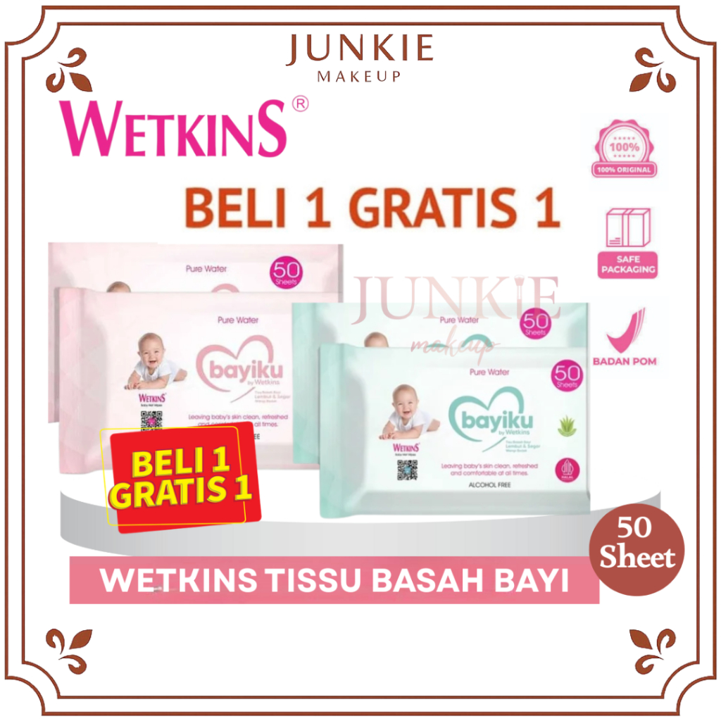 𝗝𝗨𝗡𝗞𝗜𝗘 𝗠𝗔𝗞𝗘𝗨𝗣 - BundlingTisu Bayi Tisu Basah Ganti Popok Wetkins Baby Wipes Buy 1 Free 1