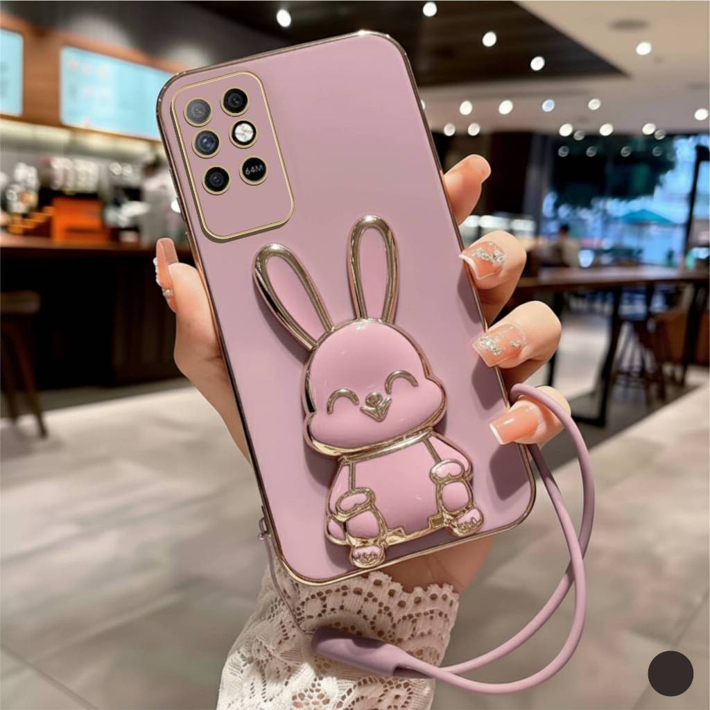 Soft Case For Infinix Note 8 Note 12 VIP Note 12 G96 Casing Luxury Elektro Plating Stand Holder Rabb