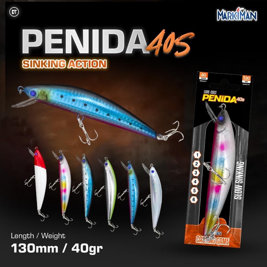 Markiman Penida 40S Minnow Casting Sinking 40gr Umpan Pancing Lure 130mm Tenggelam | Plekung 30S Pan