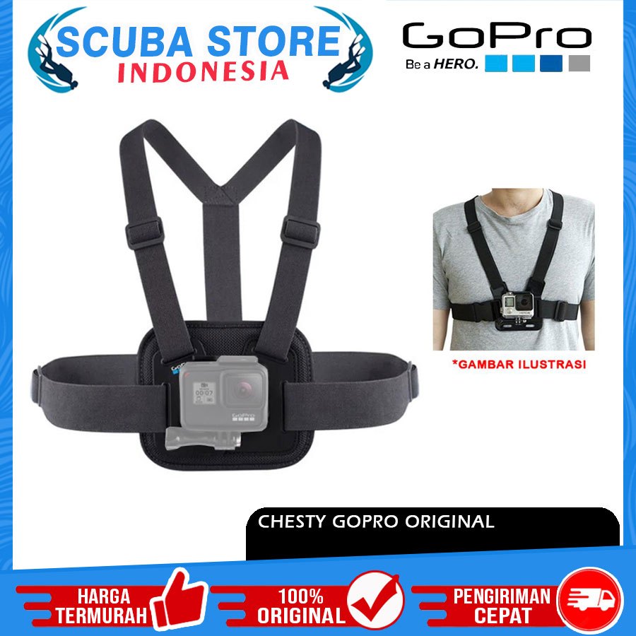 Chesty Gopro Original Chest Strap Adjustable Camera Go Pro Action Cam Harness Belt Mount Kamera Aksi