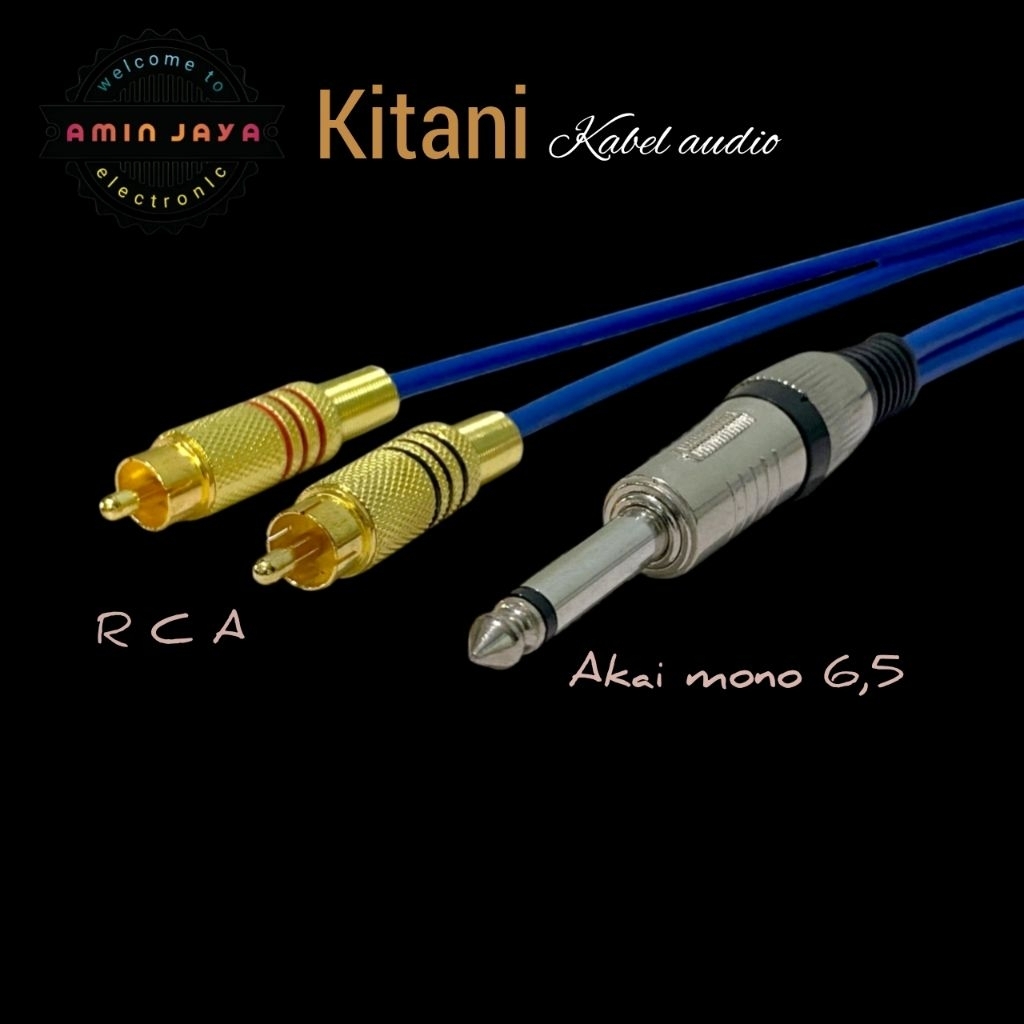 Kabel jack akai mono 6,5 to dual rca / jack akai mono to rca