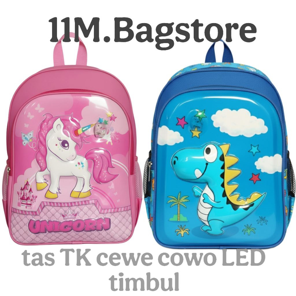 Tas TK Anak Cewek//Tas TK Anak Cowok//Tas Timbul Led//Tas Anak Lucu//Tas Sekolah//Tas Anak Karakter 