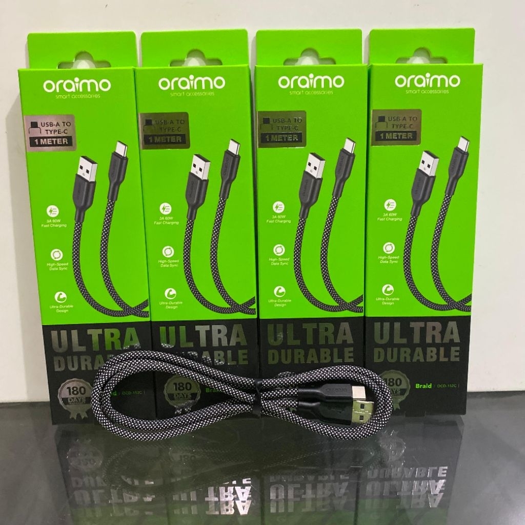 ORAIMO OCD-152C Braid Data Cable Usb-A To Type-C Ultra Durable Fast Charging 3A 60W 100Cm