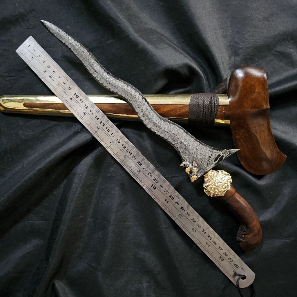 Keris Patrem Singo Luk 5 Kinatah EMAS Pamor Untu Walang