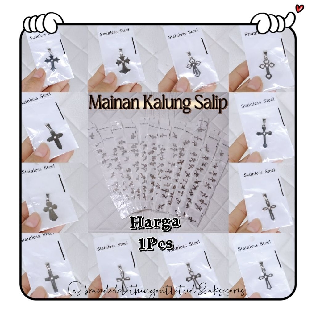 (1PCS) MAINAN KALUNG SALIP / LIONTIN SALIP / AKSESORIS KALUNG / MAINAN KALUNG SALIP STAINLESS STEEL 