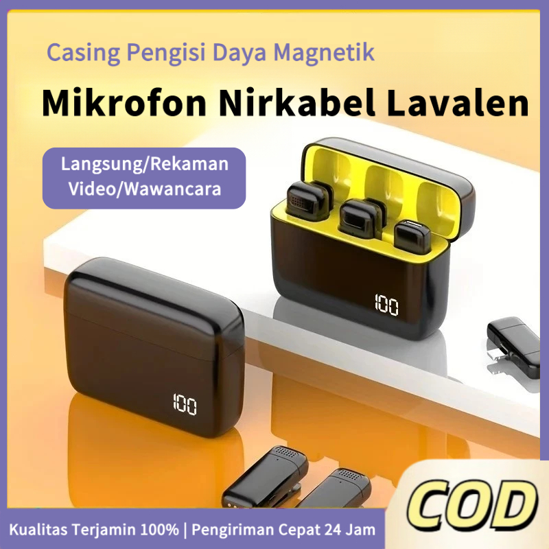 Wireless K6 Mini Microphone 2-In-1 Clip On Mic Wireless Dual Mic Mikrofon Tanpa Kabel Untuk Youtuber