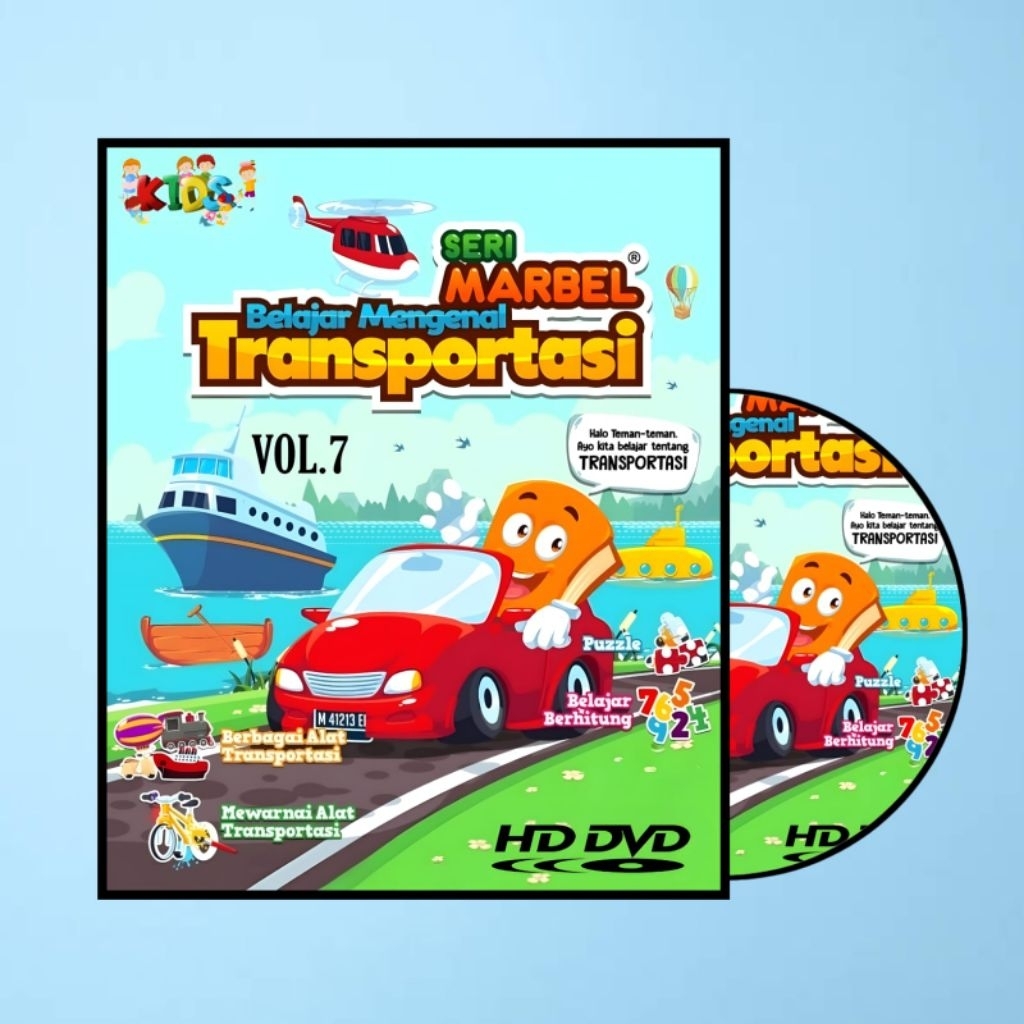 KASET DVD MARBEL MARI BELAJAR SAMBIL BERMAIN-KASET DVD EDUKASI ANAK ANAK BELAJAR MENGENAL TRANSPORTA