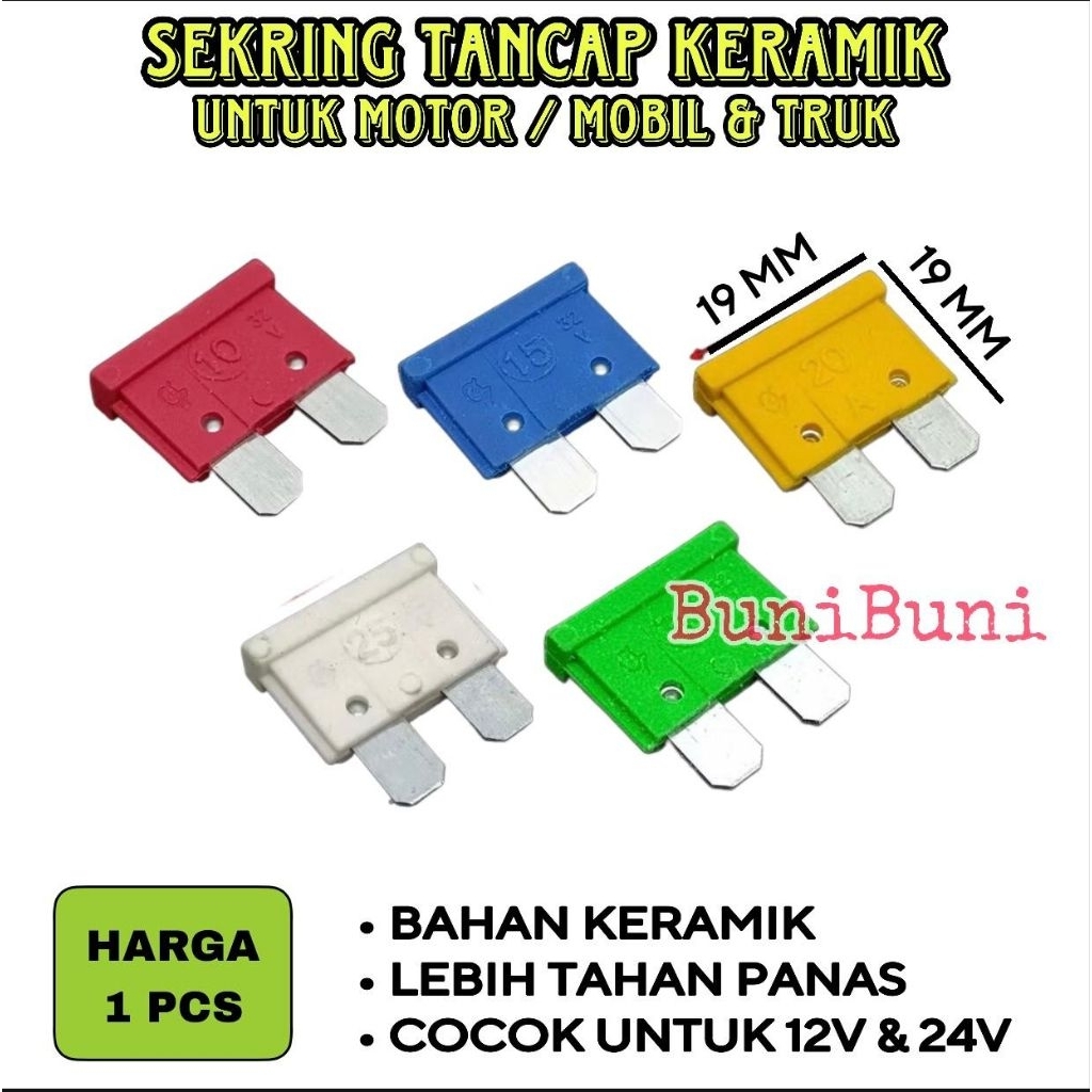 FUSE DX TANCAP BESAR BAHAN KERAMIK (HARGA 1 PCS) / SEKRING - Sikring BESAR Tahan Panas Untuk Mobil M