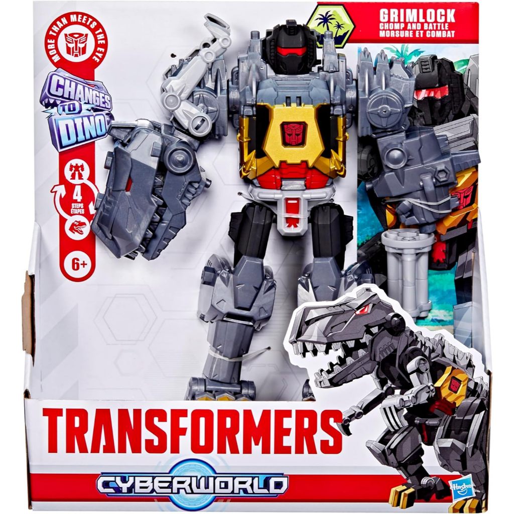 Transformers Cyberworld Grimlock Chomp & Battle 9-Inch Action Figure, Quick Change to Dino Mode, Rob