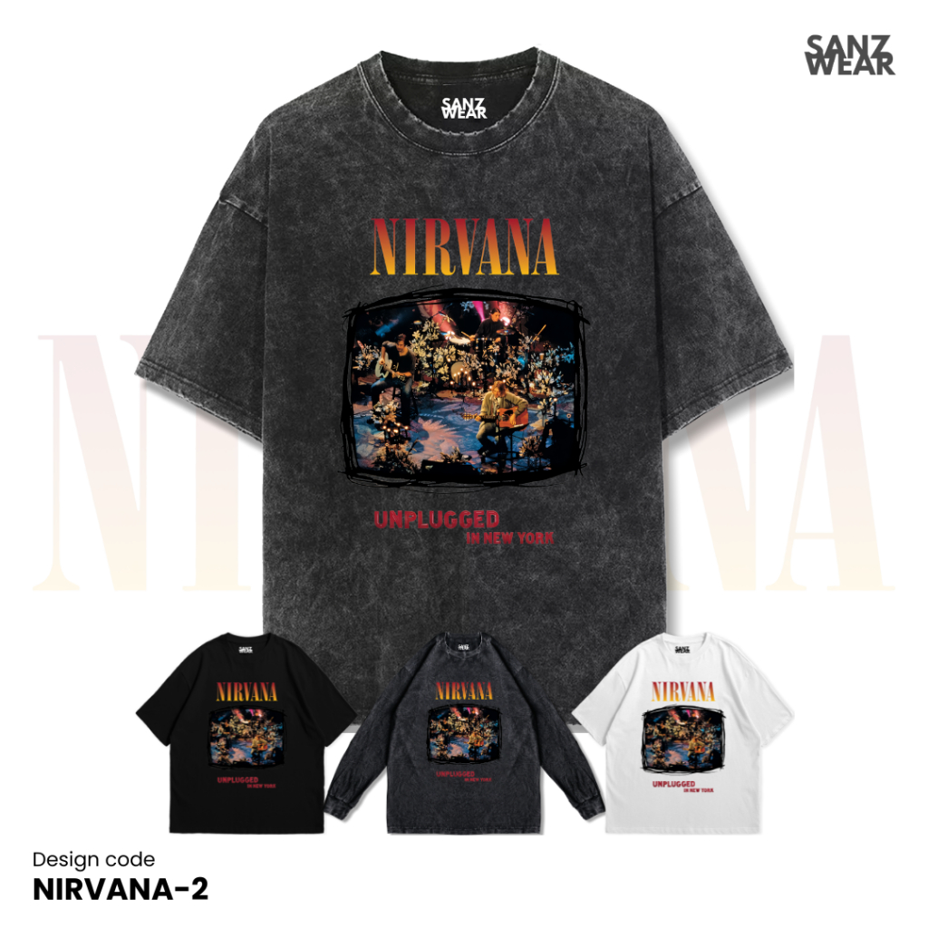 SANZ kaos NIRVANA | stonewashed washed t-shirt | black white longsleeve | NIRVANA-2