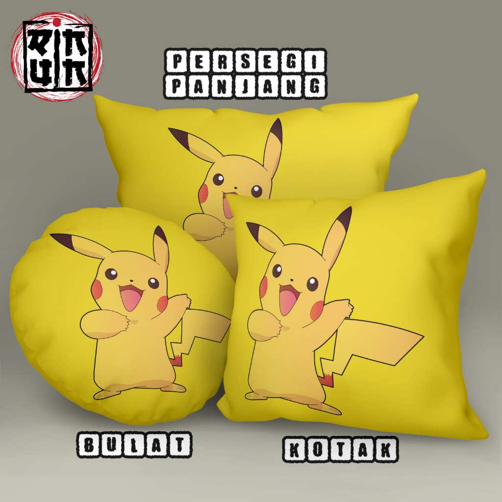 Bantal Sofa Bulat / Kotak / Persegi Panjang Pikachu Pokemon Karakter Anime