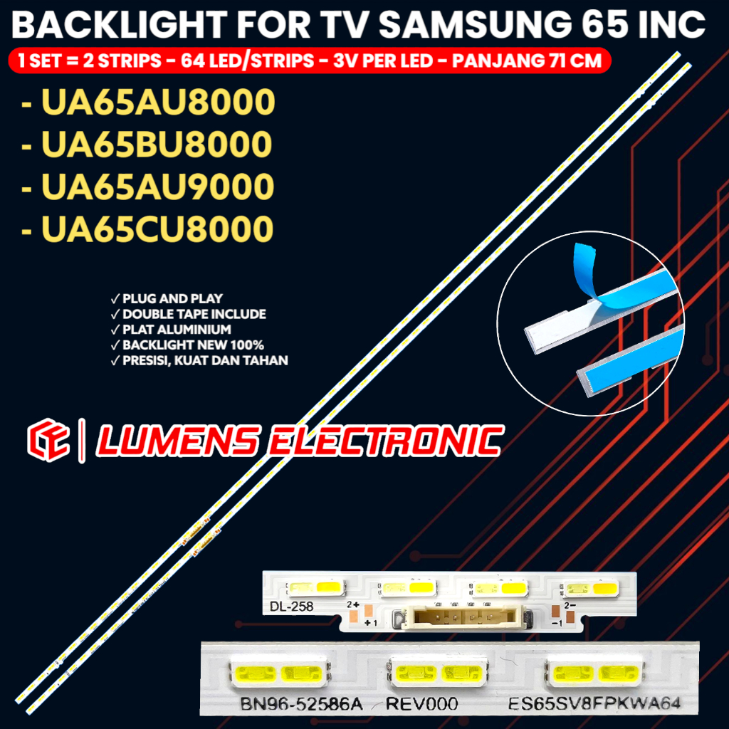BACKLIGHT TV SAMSUNG 65 INCH UA65AU8000K UA65BU8000K UA65AU9000K UA65CU8000K 65AU8000 65BU8000 LED