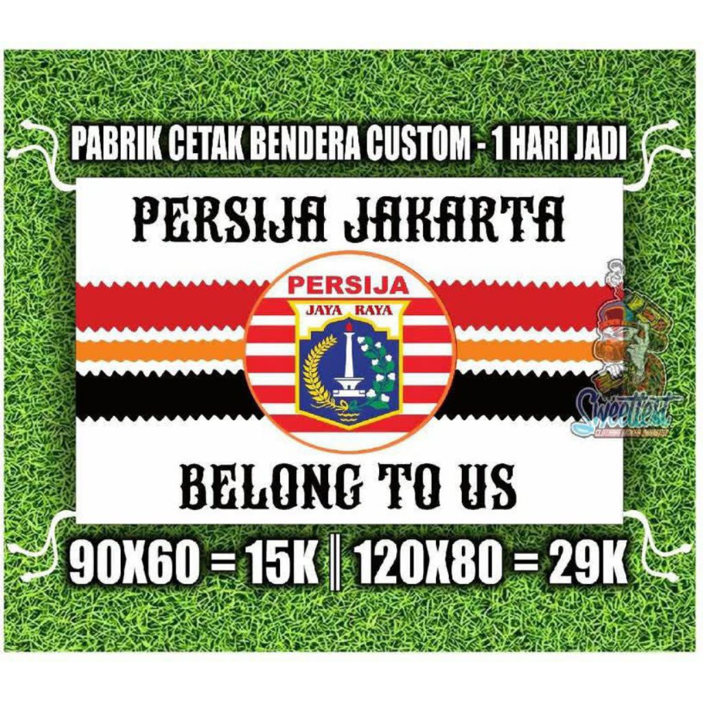 READY STOK + FREE STICKER, BENDERA PERSIJA JAKARTA, BENDERA PRINTING PERSIJA, MINIFLAG PERSIJA, GIAN