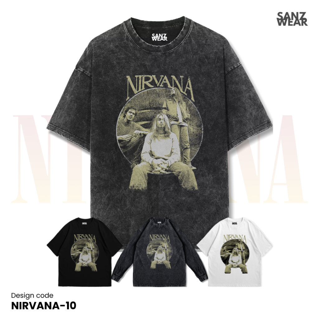 SANZ kaos NIRVANA | stonewashed washed t-shirt | black white longsleeve | NIRVANA-10