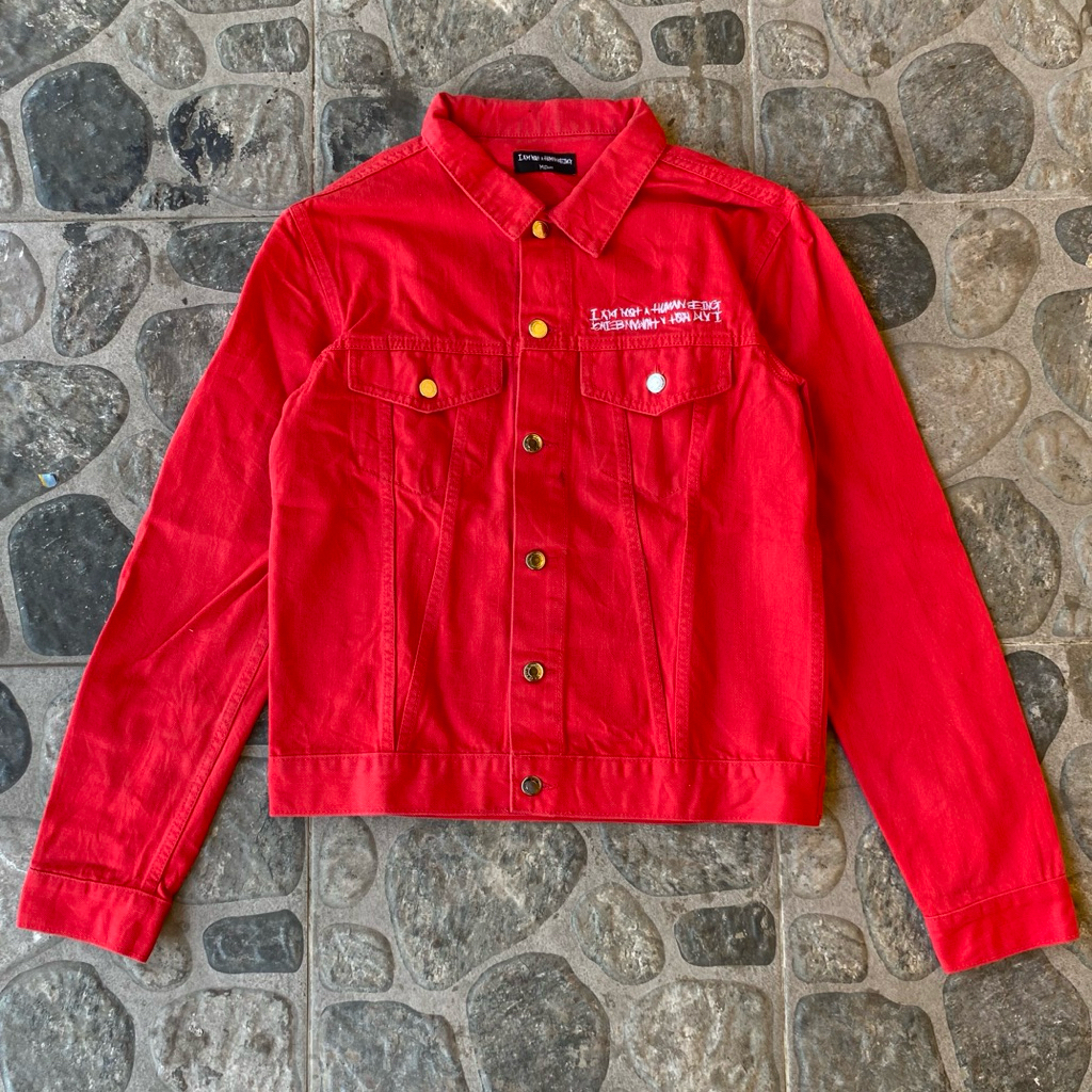 I am not a human being denim trucker jacket