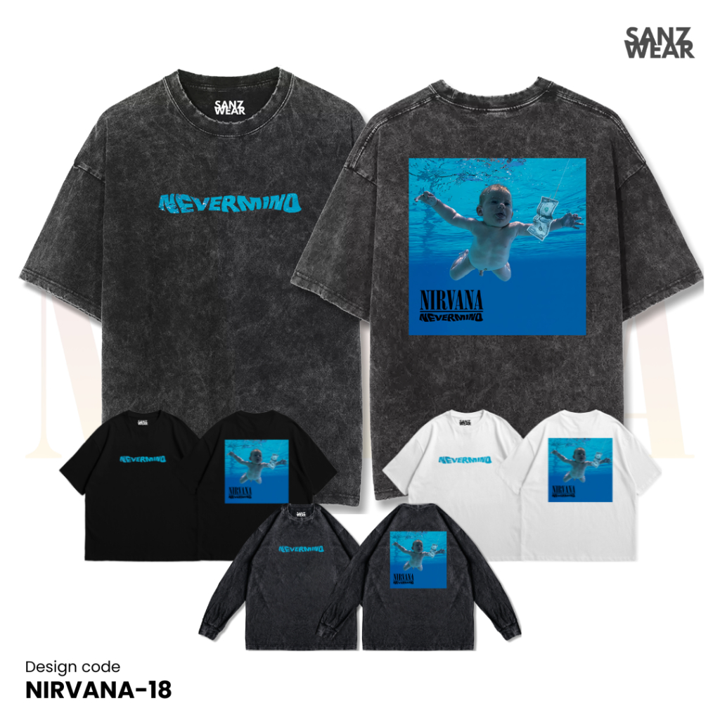 SANZ kaos NIRVANA | stonewashed washed t-shirt | black white longsleeve | NIRVANA-18