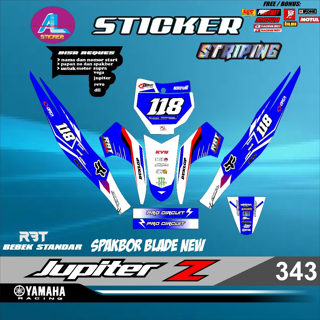 Sticker RBT JUPITER Z SEMI FULL BODY  BEBEK MODIF SUPERMOTO TERBARU TERVIRAL  MOTOR TRABAS AL V 343
