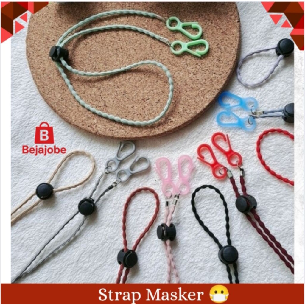 1 Pcs Strap Masker Tali Padi Polos / Kalung Masker 2-in-1 Tali Padi / Strap Masker Adjustable