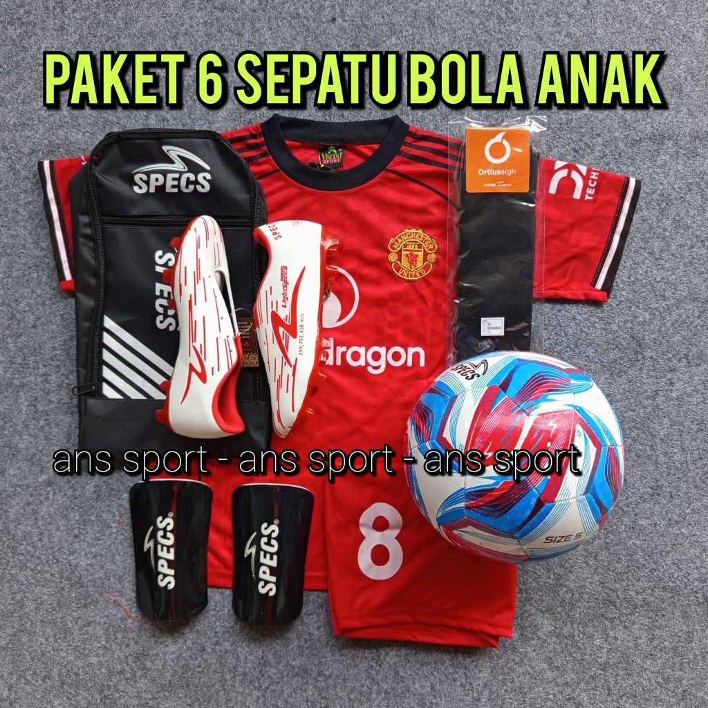 OBRAL Sepatu Bola Anak Specs LS Grade Original Terbaru, Paket Komplit Sepatu Bola Anak SD SMP Pria W