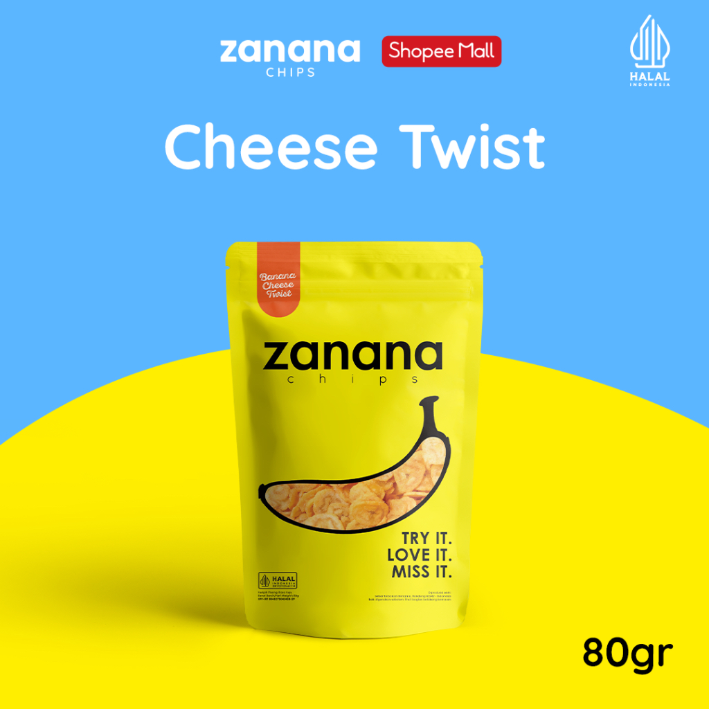 Zanana Chips Cheese Twist | Keripik Pisang Bumbu Tebal dan Renyah 80gr