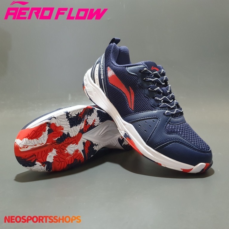 Sepatu Badminton Lining Aero Flow | Aeroflow Navy Red White Original