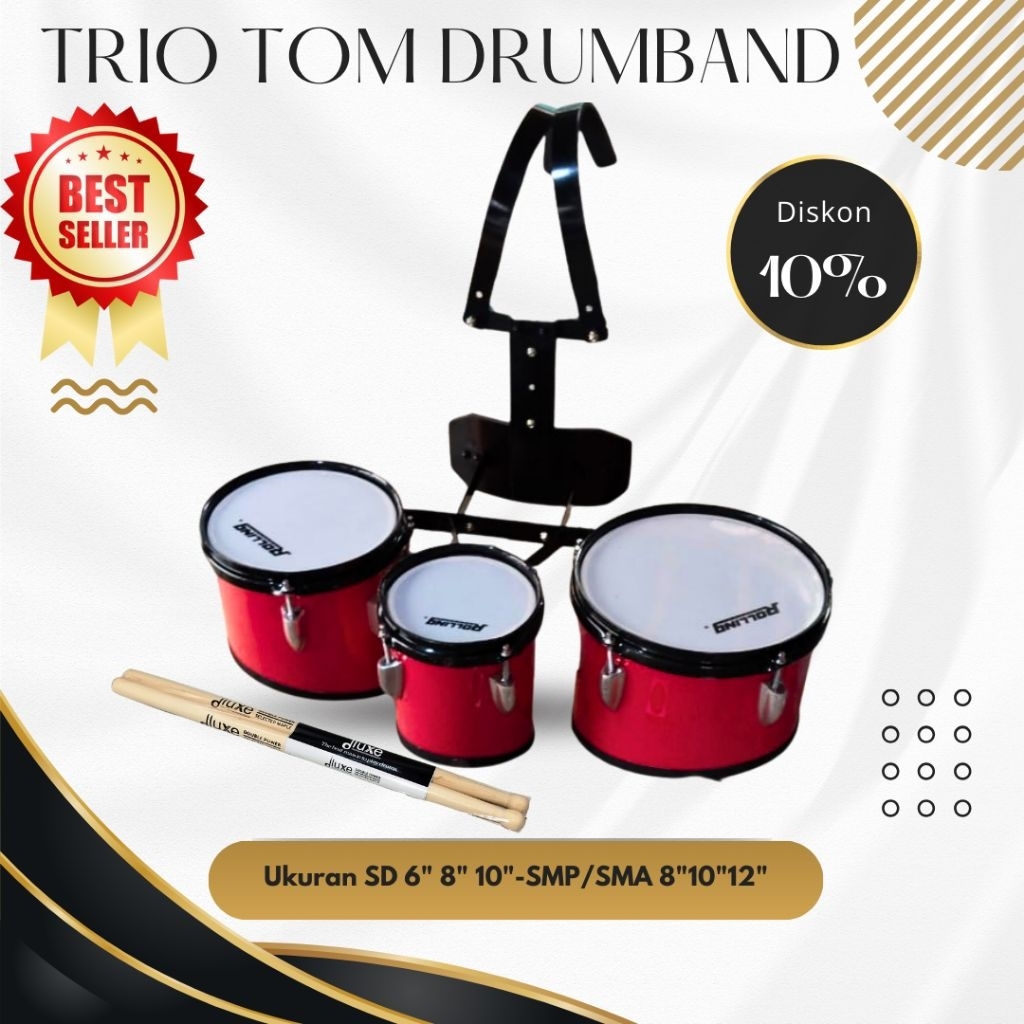 Trio Tom Drumband/Trio Tom Marching Band Anak Sekolah Untuk Sd/Smp Berkualitas