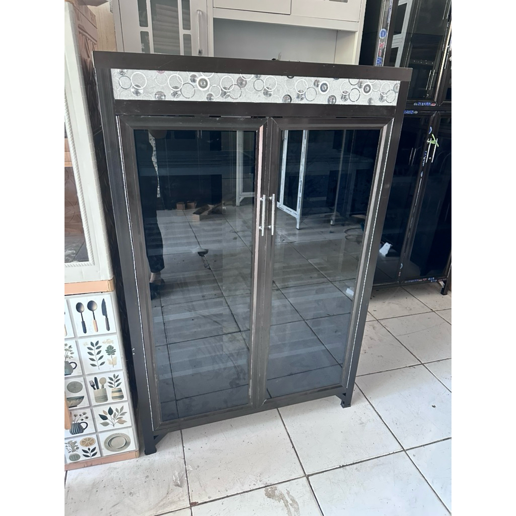 rak sepatu aluminium 2 pintu tebal